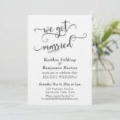 We Got Married Typografie Trouwreceptie Alleen Kaart (Staand voorkant)