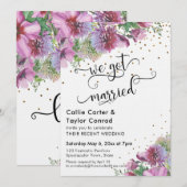 We Got Married Typografie Wilde Bloem Gouden Confe Kaart (Voorkant / Achterkant)