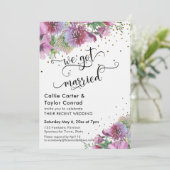 We Got Married Typografie Wilde Bloem Gouden Confe Kaart (Staand voorkant)