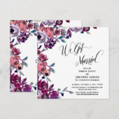 We Got Married Uitgebreid Script Vette Bloemen Kaart (Voorkant / Achterkant)