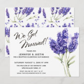 We Got Married Watercolor Lavendel Bloemen Kaart (Voorkant / Achterkant)