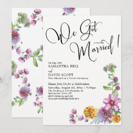 We Got Married Watercolor Wilde Bloemen Ontvangst Kaart