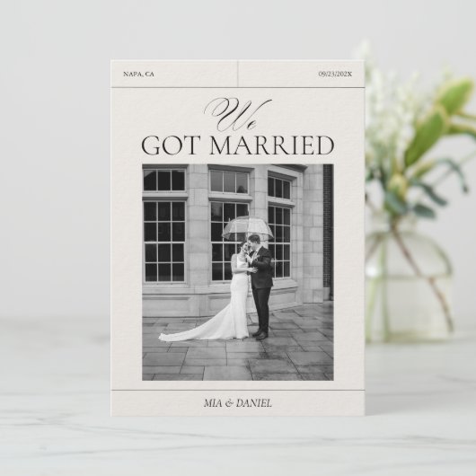 We Got Married Wedding Digital Announcements Card Kaart (Staand voorkant)