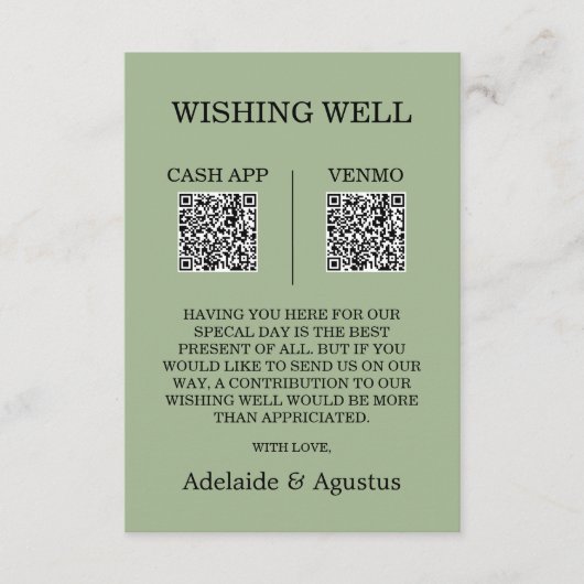 We Got Married Wishing Well Green Wedding Informatiekaartje (Voorkant)