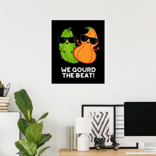 We gourd the Beat Funny Veggie Pun Dark BG Poster (Thuiskantoor)