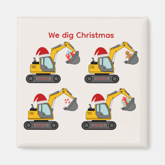 We graven met Kerstmis - Santa's graafmachines mag Magneet
