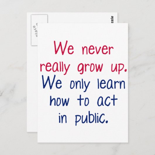 We groeien nooit echt op briefkaart (Voorkant / Achterkant)