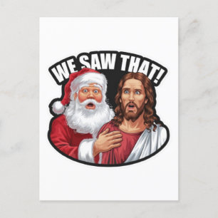 WE HADDEN DAT GEZIEN! Kerstman en Jezus kijken alt Briefkaart