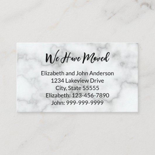 We Have Moved Faux Marble Moving Announcement Informatiekaartje (Voorkant)