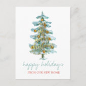 We Have Moved Kerstboom,Ballen,Sterren Vakantie  Aankondigingskaart (Voorkant)