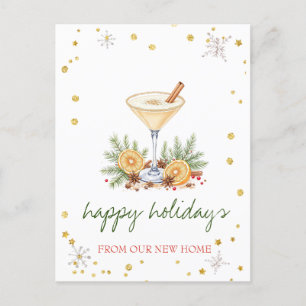 We Have Moved,Kerstcocktail Oranje Sneeuwvlokken Aankondigingskaart