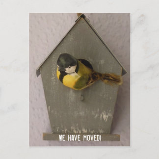 We have moved! - postcard (Birdhouse) Aankondigingskaart