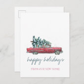 We Have Moved,Retro Auto,Kerstdraad Aankondigingskaart (Voorkant / Achterkant)