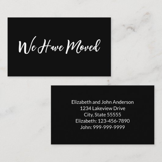 We Have Moved Script Verhuisbericht Zwart Informatiekaartje (Voorkant / Achterkant)