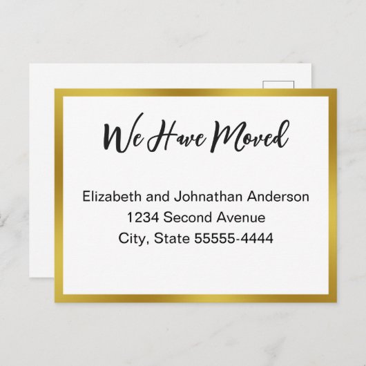 We Have Moved Script White Moving Announcement Briefkaart (Voorkant / Achterkant)