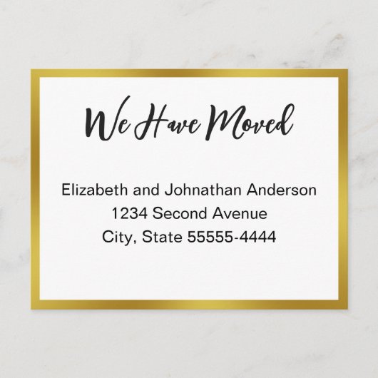 We Have Moved Script White Moving Announcement Briefkaart (Voorkant)