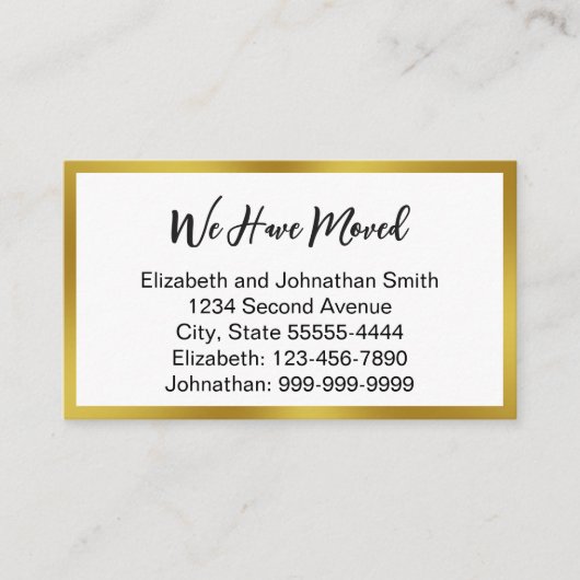 We Have Moved Script White Moving Announcement Informatiekaartje (Voorkant)