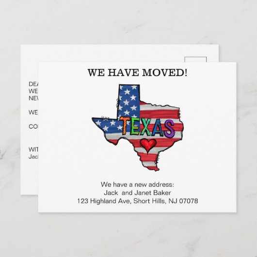 We Have Moved Texas States Moving Aankondiging Pos Briefkaart (Voorkant / Achterkant)