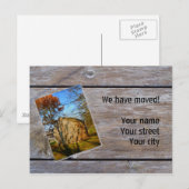 We have moved (Wooden Hut) Aankondigingskaart (Voorkant / Achterkant)