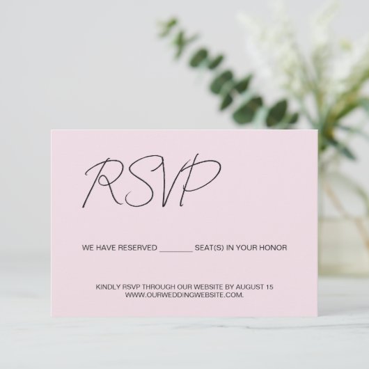 We have reserved seats for you Pink Custom RSVP Kaartje (Staand voorkant)