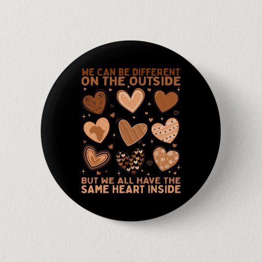 We Have The Same Heart Inside Valentine Hart Zwart Ronde Button 5,7 Cm (Voorkant)