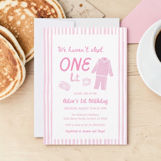 We Haven't Slept One Bit Pajama First Birthday Kaart