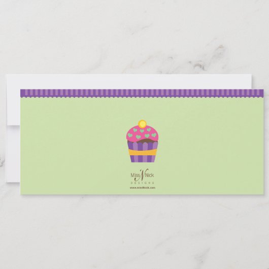 We "Heart" Cupcakes Long Invitation Kaart (Achterkant)