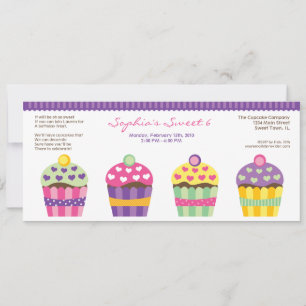 We "Heart" Cupcakes Long Invitation Kaart