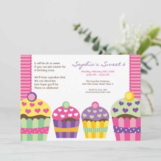 We "Heart" Cupcakes Uitnodiging (Staand voorkant)