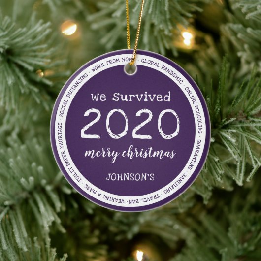 We hebben 2020 Naam Paars overleefd Keramisch Ornament (Boom)