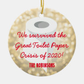 We hebben 2020 overleefd! Funny Quarantine Photo G Keramisch Ornament (Voorkant)