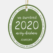 We hebben 2020 overleefd naam groen keramisch ornament (Links)