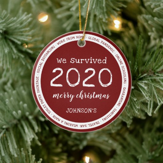 We hebben 2020 overleefd Naam Keramisch Ornament (Boom)