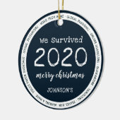 We hebben 2020 overleefd naam marineblauw keramisch ornament (Links)