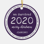 We hebben 2020 overleefd Naam Paars Keramisch Ornament (Voorkant)