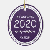 We hebben 2020 overleefd Naam Paars Keramisch Ornament (Links)