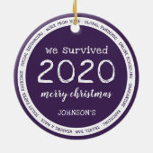 We hebben 2020 overleefd Naam Paars Keramisch Ornament (Achterkant)