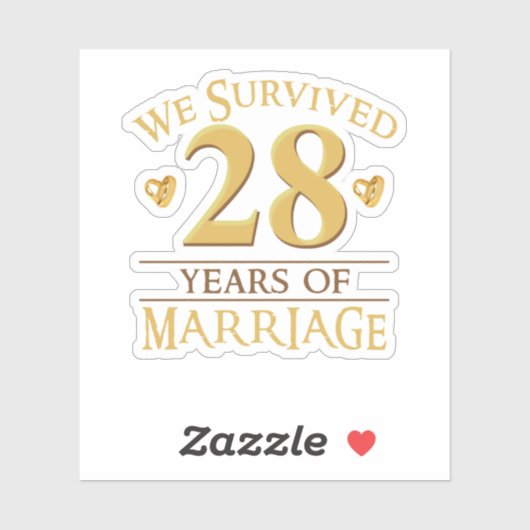 We hebben 28 jaar overleven van het huwelijk, 28st sticker (Vel)