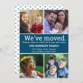 We hebben 4 foto collage blauw en wit verhuisd aankondiging (Voorkant / Achterkant)