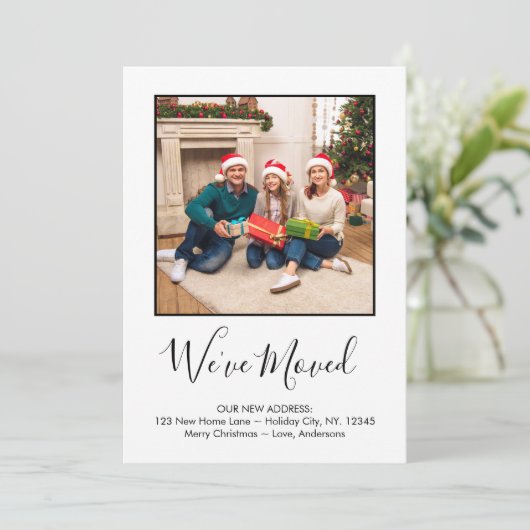 We hebben Aangepaste foto Blue Pset Holiday Moving Aankondiging (Staand voorkant)