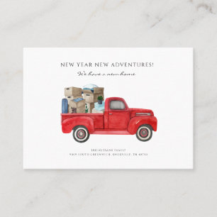 We hebben Adres wijzigen Red Truck Moving Card Visitekaartje