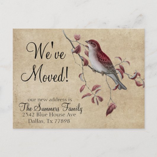  We hebben Adresaankondiging Bird verplaatst Aankondigingskaart (Voorkant)