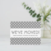 We hebben adreswijziging grijs Polka Dots V05L ver Aankondigingskaart (Staand voorkant)