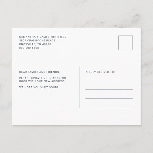 We hebben adreswijziging verplaatst aankondigingskaart (Achterkant)