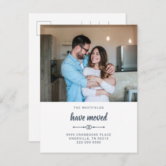 We hebben adreswijziging verplaatst aankondigingskaart (Voorkant / Achterkant)