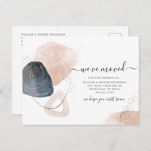 We hebben adreswijziging verplaatst aankondigingskaart (Voorkant / Achterkant)