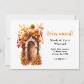 We hebben Autumn Herfst Sunflowers Door verplaatst Aankondiging (Voorkant)