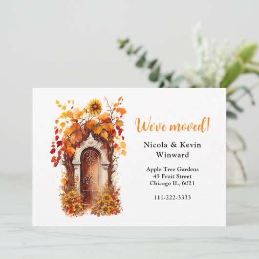 We hebben Autumn Herfst Sunflowers Door verplaatst Aankondiging (Staand voorkant)