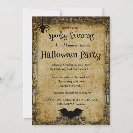 We hebben Batty Halloween Party uitnodiging (Achterkant)