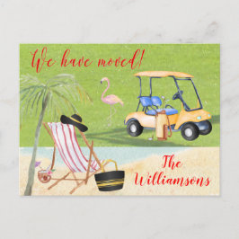We hebben Beach Budget Palm Trees Golf Move verpla Aankondigingskaart